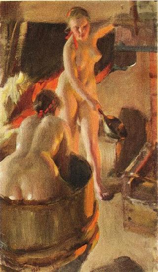 Anders Zorn Girls from Dalarna in the sauna Sweden oil painting art
